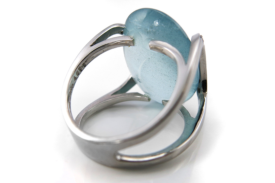 Damen Ring Aquamarin 40 ct 14 Diamanten Prof. Reiling Art Design [BRORS 10263] Foto 03