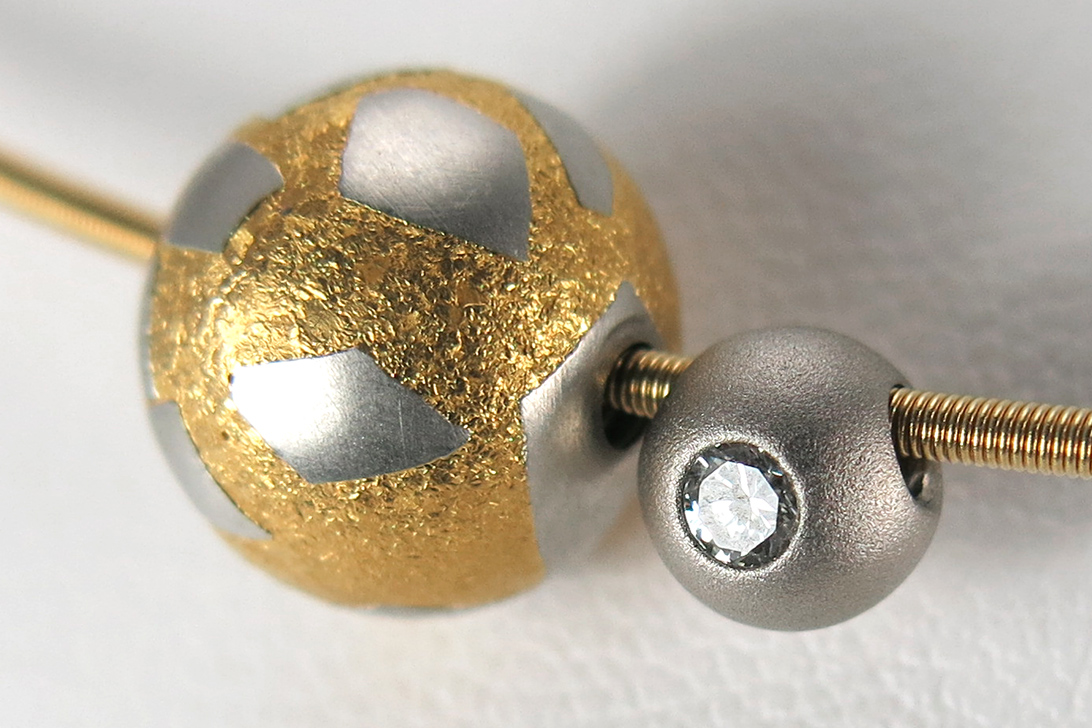 Niessing Schnur Goldkugeln Brillant G/vvs 750 Gold 950 Platin [BRORS 16152] Foto 03