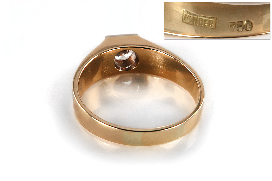 Binder Ring Brillant ca 0,40ct G/vvs 750 Weißgold Gelbgold [BRORS 18781] Foto 04