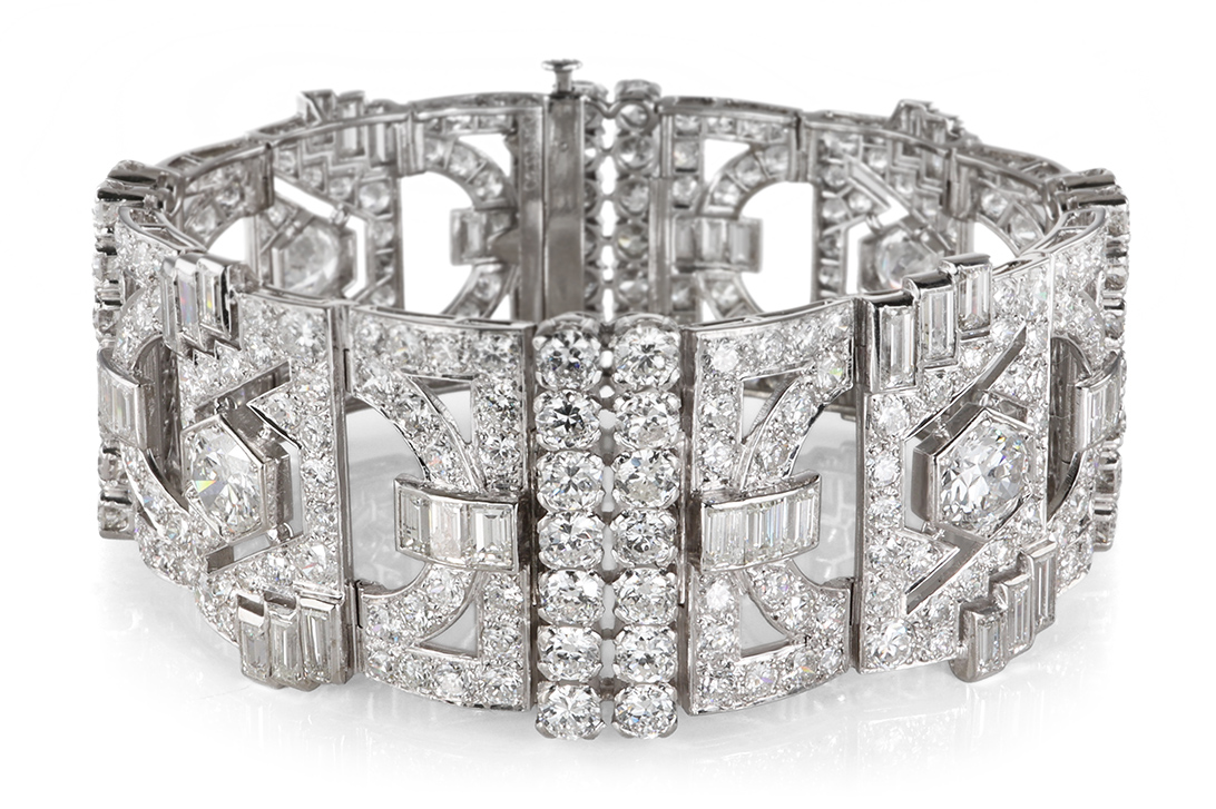 Antikes Armband 340 Diamanten 37,7Karat! Platin IGI 18 cm [BRORS 20890] Foto 01