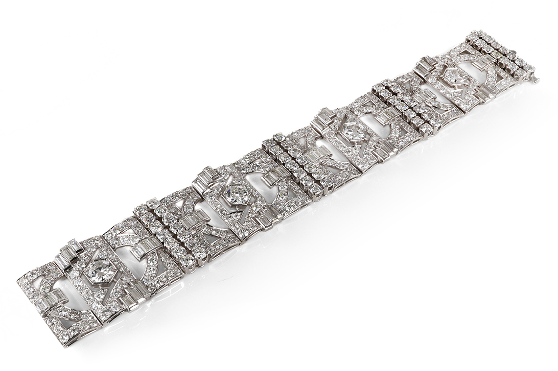 Antikes Armband 340 Diamanten 37,7Karat! Platin IGI 18 cm [BRORS 20890] Foto 02