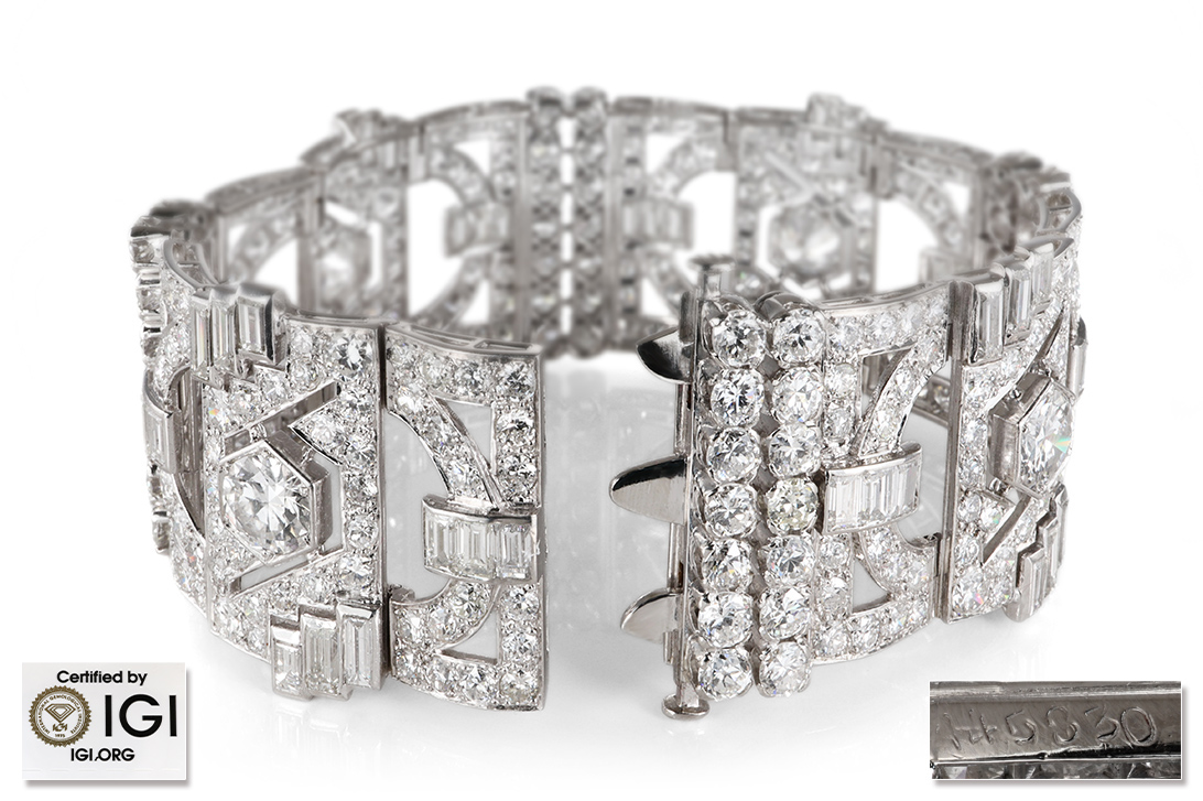 Antikes Armband 340 Diamanten 37,7Karat! Platin IGI 18 cm [BRORS 20890] Foto 04